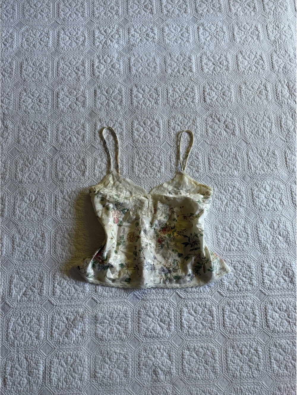 Vintage Deena Floral Lace Trim Camisole Top, Size Large